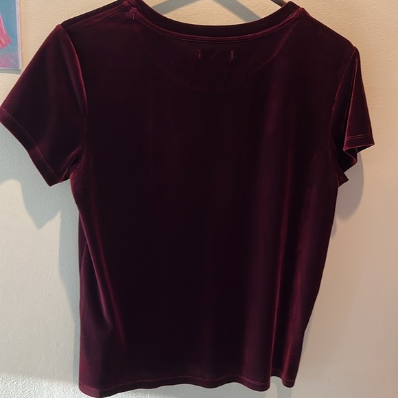 Abercrombie & Fitch   Velvet scoopneck Top short sleeves  deep maroon  Size S-M - Picture 9 of 12